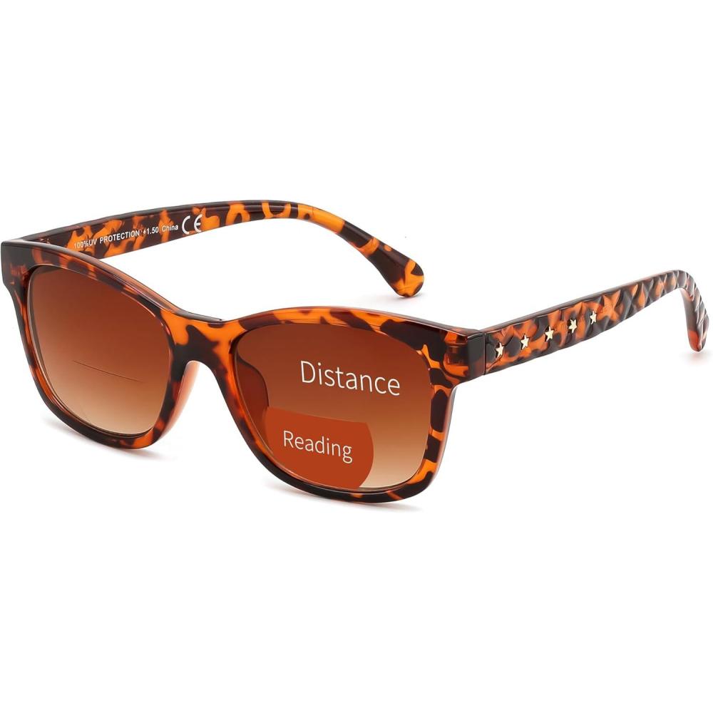 image:imageFEISEDY Bifocal Reading Sunglasses for Women Trendy Sunglasse Readers Outdoor Reader Sun Glasses UV400 Protection B0354Tortoise