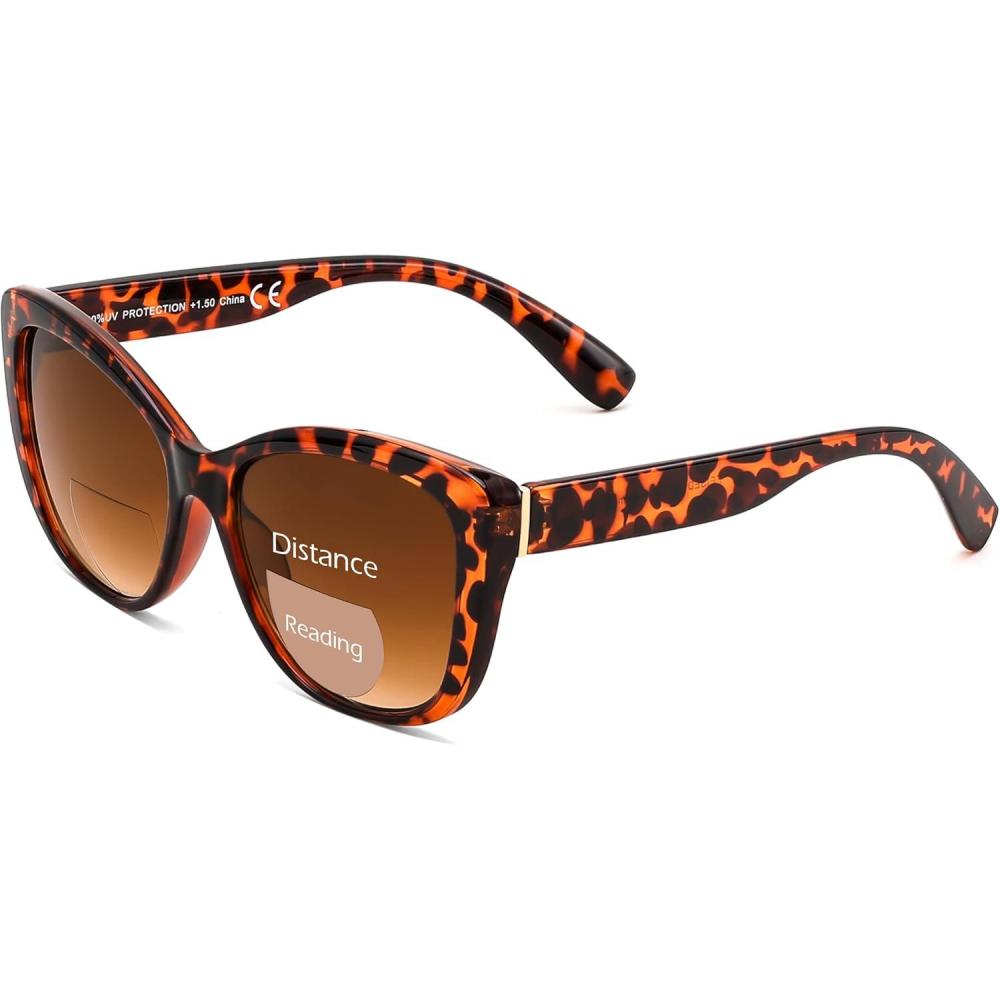 image:imageFEISEDY Cat Eye Bifocal Sunglasses Reader for Women Trendy Sun Readers Outdoor Reading Glasses UV400 Protection B0352Tortoise