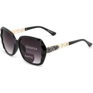 FEISEDY Bifocal Sunglasses Reader for Women, Oversized Butterfly Sun Readers with Blue Light Blocking UV400 Protection B0353(Black)