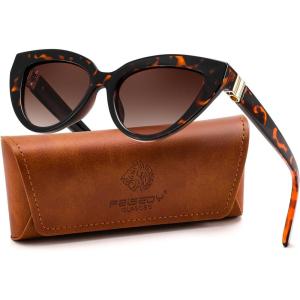 FEISEDY Cat eye Sunglasses with Polarized and UV400 Protection for Women, Retro Stylish for Driving Fishing and Party B0428(Tortoise Frame + Gradient Tea Lens)