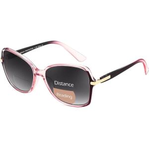 FEISEDY Women Bifocal Sunglasses Reader, Butterfly Sun Reader, Fashion Outdoor Reading Glasses, UV400 Protection B0351(Gradual Purple Pink)