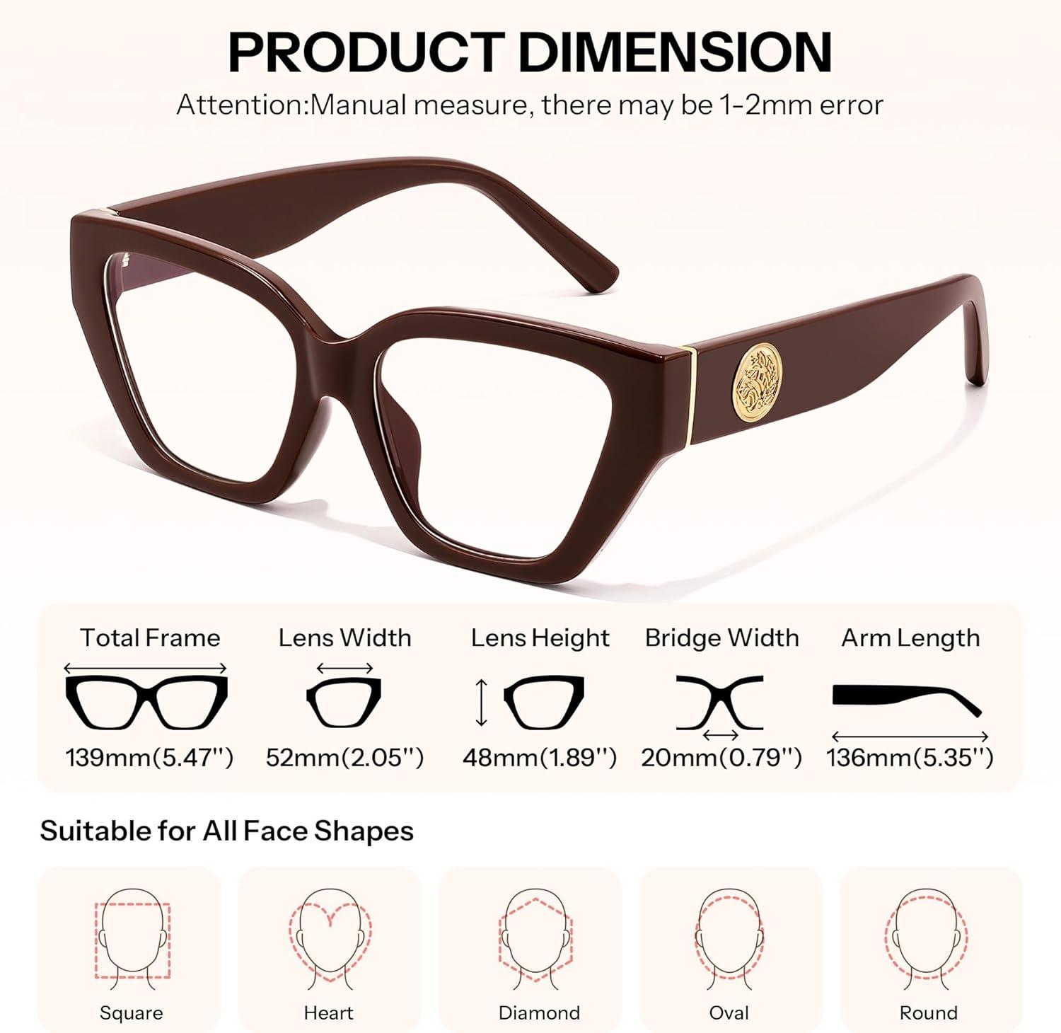 image:imageFEISEDY Women Cat Eye Blue Light Blocking Glasses Trendy Cateye Design for Daily Wear B0350Brown