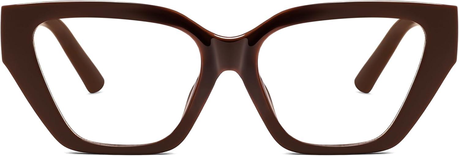 image:imageFEISEDY Women Cat Eye Blue Light Blocking Glasses Trendy Cateye Design for Daily Wear B0350Brown