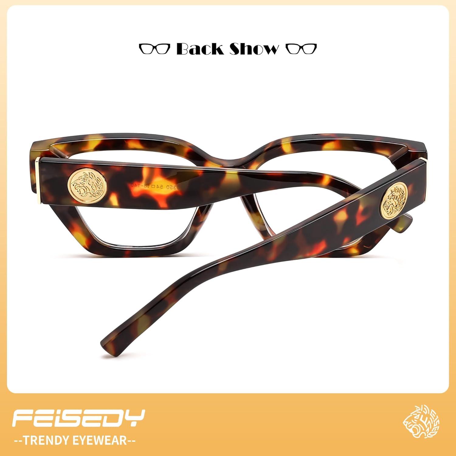 image:imageFEISEDY Women Cat Eye Blue Light Blocking Glasses Trendy Cateye Design for Daily Wear B0350Tortoise