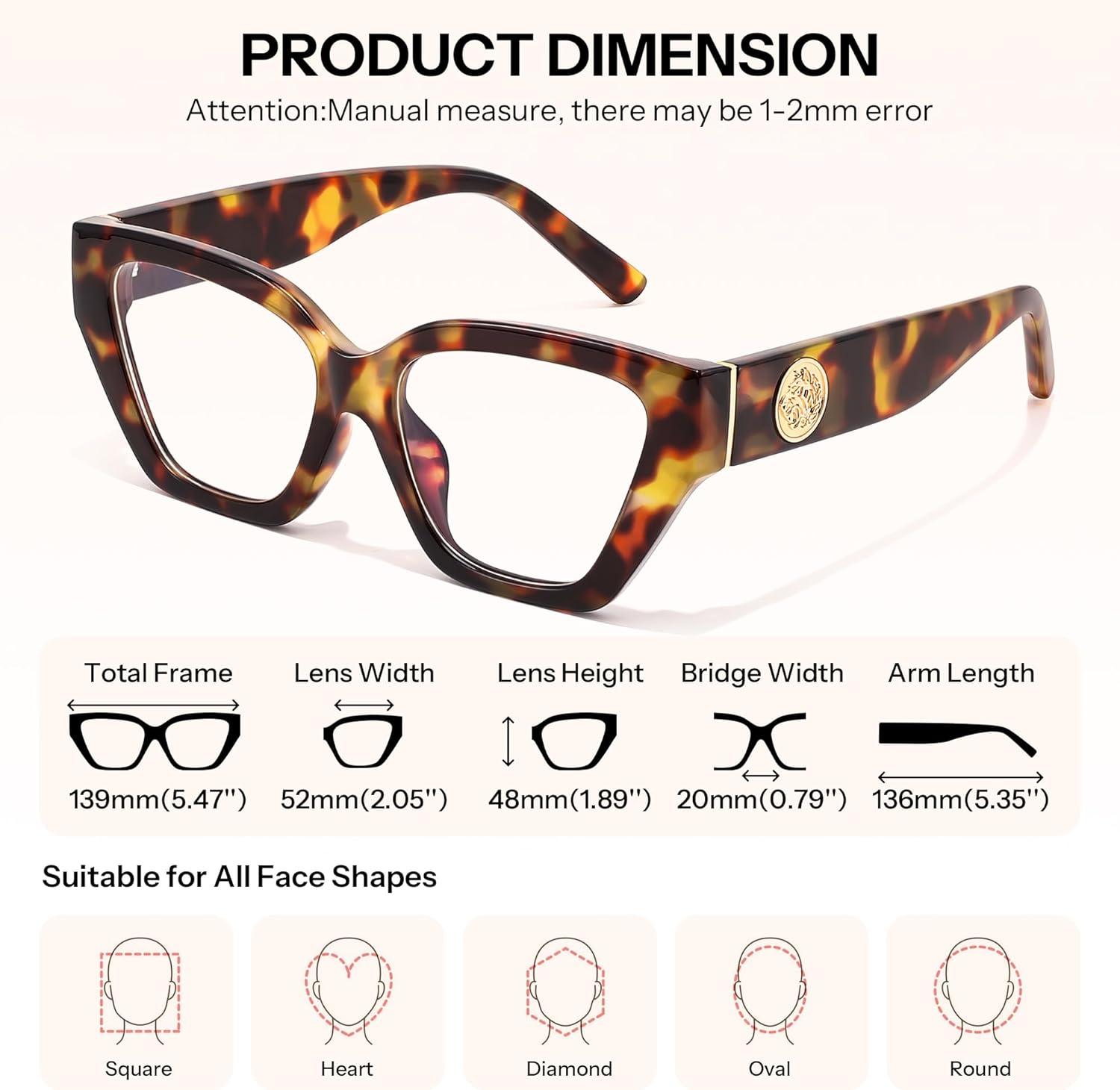 image:imageFEISEDY Women Cat Eye Blue Light Blocking Glasses Trendy Cateye Design for Daily Wear B0350Tortoise