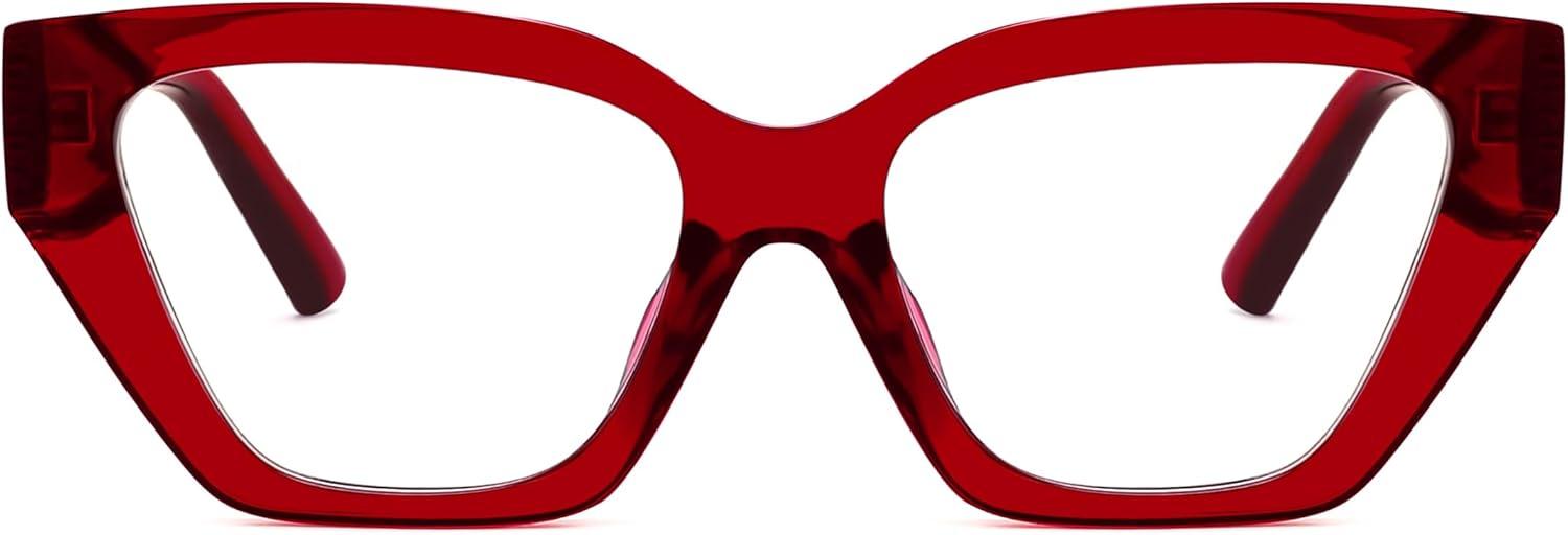 image:imageFEISEDY Women Cat Eye Blue Light Blocking Glasses Trendy Cateye Design for Daily Wear B0350Wine Red
