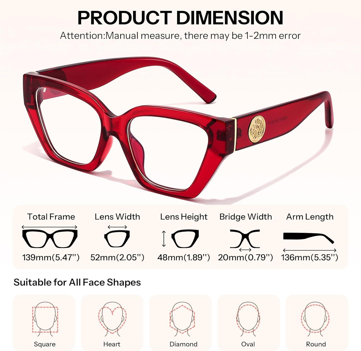 image:imageFEISEDY Women Cat Eye Blue Light Blocking Glasses Trendy Cateye Design for Daily Wear B0350Wine Red
