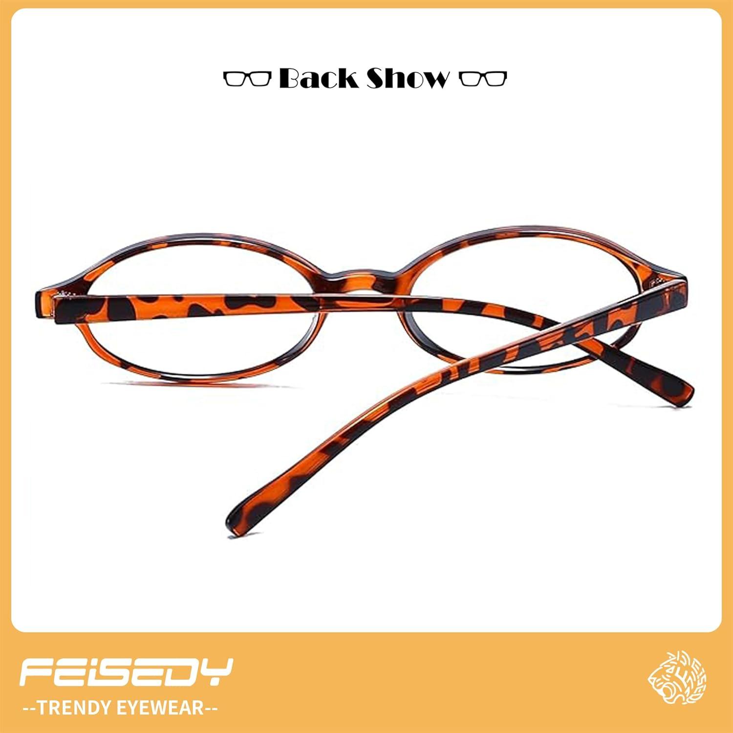 image:imageFEISEDY Y2K Retro Oval Blue Light Glasses for Women Fashion Small Face Eyewear Frame 90s Nerd Fake Cosplay Eyeglasses B0258