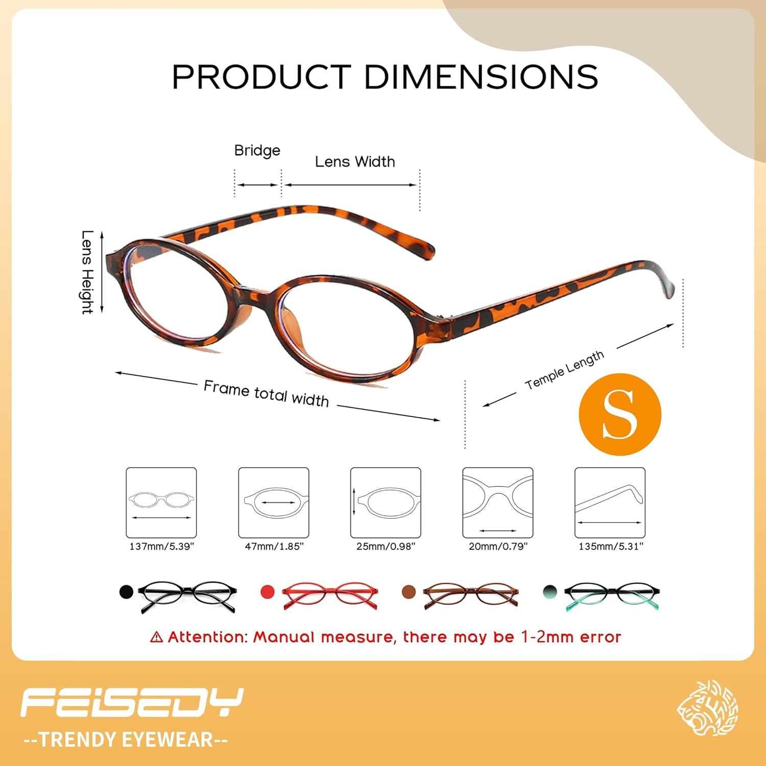 image:imageFEISEDY Y2K Retro Oval Blue Light Glasses for Women Fashion Small Face Eyewear Frame 90s Nerd Fake Cosplay Eyeglasses B0258