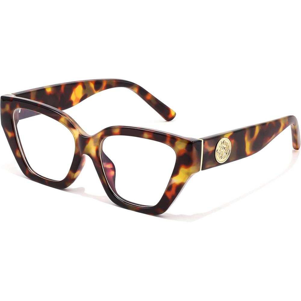 image:imageFEISEDY Women Cat Eye Blue Light Blocking Glasses Trendy Cateye Design for Daily Wear B0350Tortoise