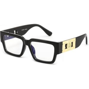 FEISEDY Retro Trendy Rectangle Blue Light Glasses for Women Men, Classic Narrow Square Eyewear Frame B0365(Black)