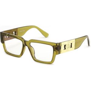 FEISEDY Retro Trendy Rectangle Blue Light Glasses for Women Men, Classic Narrow Square Eyewear Frame B0365(Transparent Green)