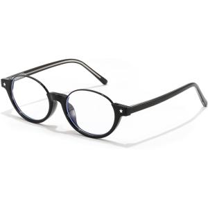FEISEDY Trendy Oval Blue Light Glasses for Women Fake Nerd Eyewear Frame Anti Glare B1380(Black)