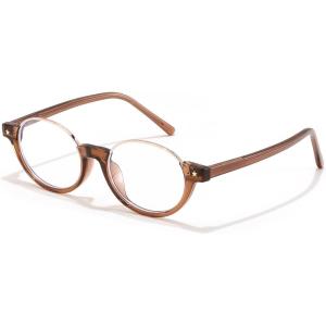 FEISEDY Trendy Oval Blue Light Glasses for Women Fake Nerd Eyewear Frame Anti Glare B1380(Tea)