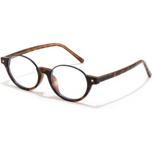 FEISEDY Trendy Oval Blue Light Glasses for Women Fake Nerd Eyewear Frame Anti Glare B1380(Tortoise)