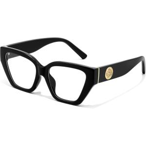 FEISEDY Women Cat Eye Blue Light Blocking Glasses Trendy Cateye Design for Daily Wear B0350(Black)