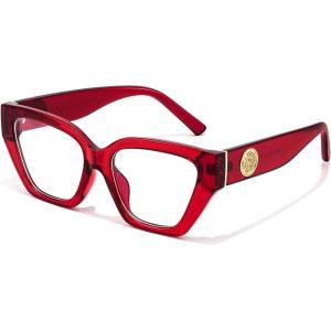 FEISEDY Women Cat Eye Blue Light Blocking Glasses Trendy Cateye Design for Daily Wear B0350(Wine Red)