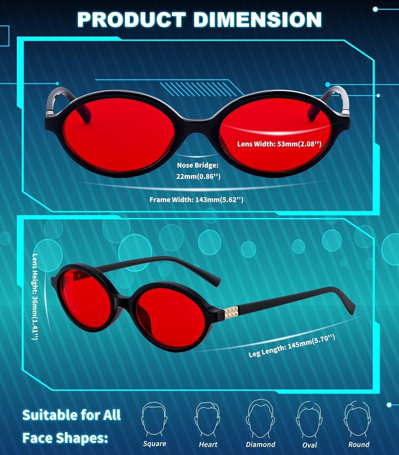 image:imageFEISEDY Oval Blue Light Glasses for Women Men Red Lens AntiBlue Light Fashion Computer Gaming Eyeglasses B0415Black Frame Red Lenese