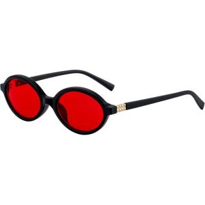FEISEDY Oval Blue Light Glasses for Women Men, Red Lens Anti-Blue Light, Fashion Computer Gaming Eyeglasses B0415(Black Frame & Red Lenese)