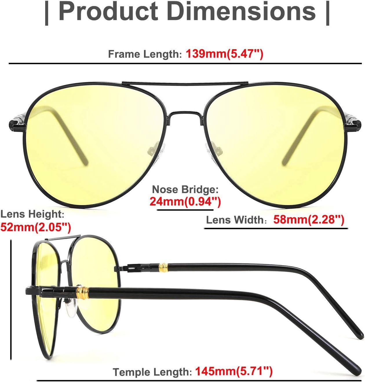 image:imageFEISEDY Aviator Polarized Night Driving Sunglasses Anti Glare Yellow Lens B266801 Black Frame