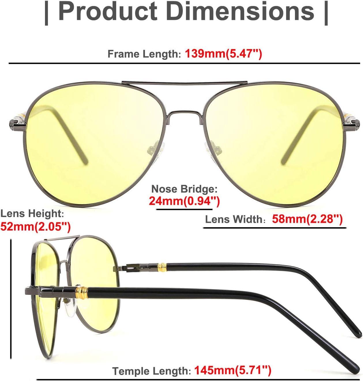 image:imageFEISEDY Aviator Polarized Night Driving Sunglasses Anti Glare Yellow Lens B266802 Grey Frame
