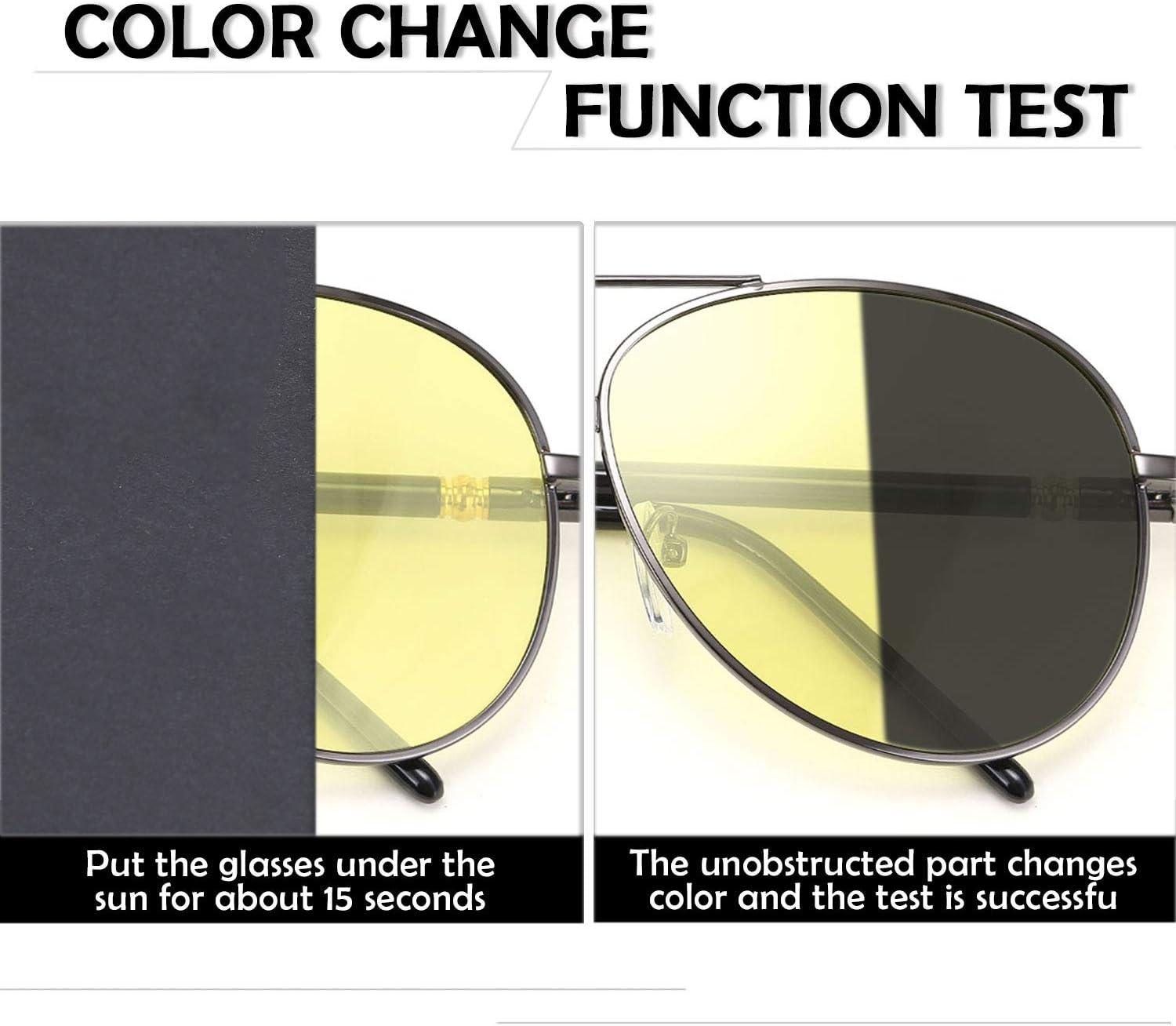 image:imageFEISEDY Aviator Polarized Night Driving Sunglasses Anti Glare Yellow Lens B266802 Grey Frame