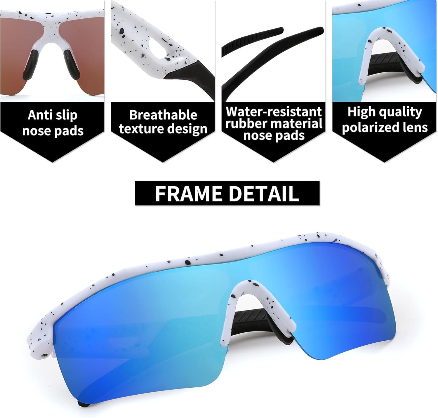 image:imageFEISEDY Kids Teens Baseball Polarized Sunglasses Sports TR90 Frame Boys Girls Cycling B24542pack Black Redspot White Blue