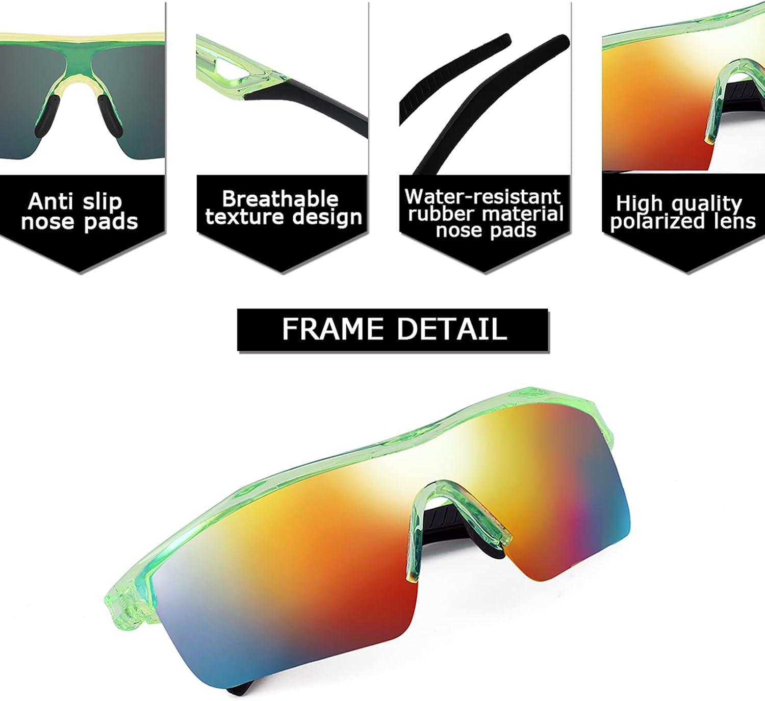 image:imageFEISEDY Kids Teens Baseball Polarized Sunglasses Sports TR90 Frame Boys Girls Cycling B24542pack Black Redtransparent Green Red