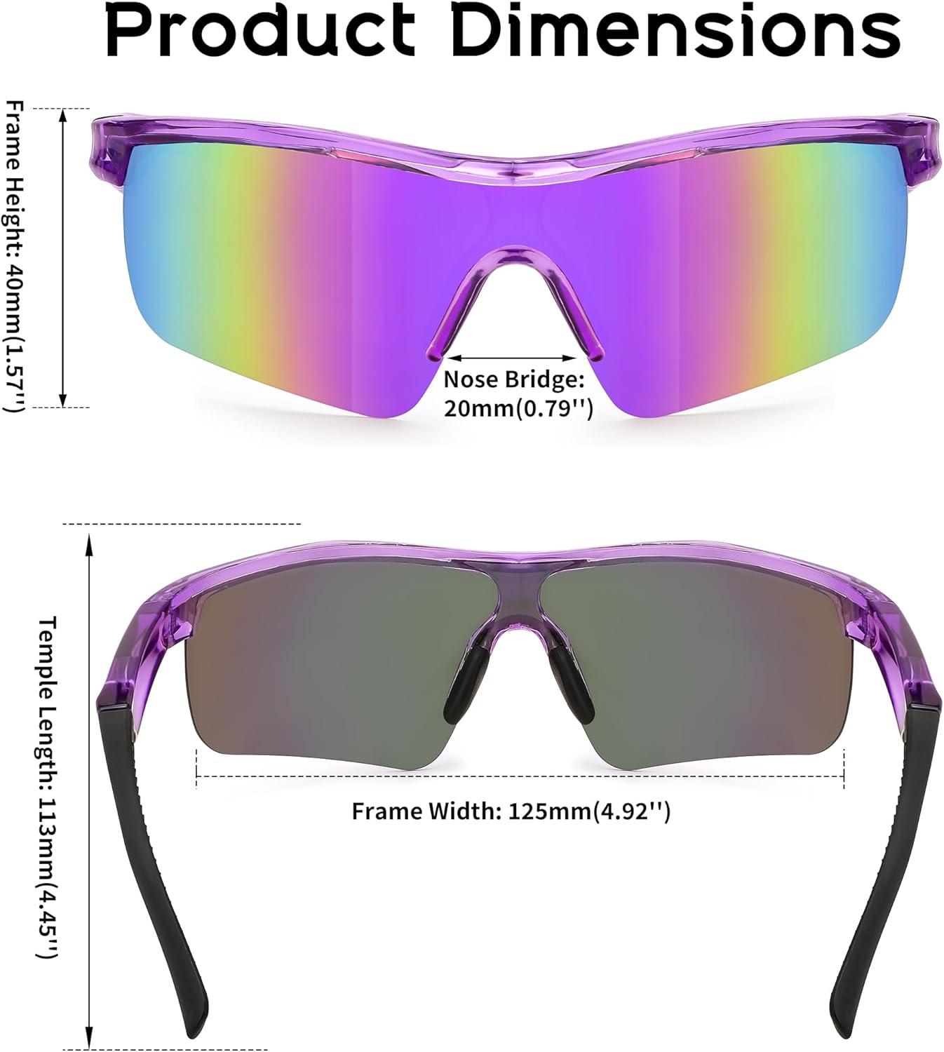image:imageFEISEDY Kids Teens Baseball Polarized Sunglasses Sports TR90 Frame Boys Girls Cycling B24542pack Transparent Purplewhite Pink