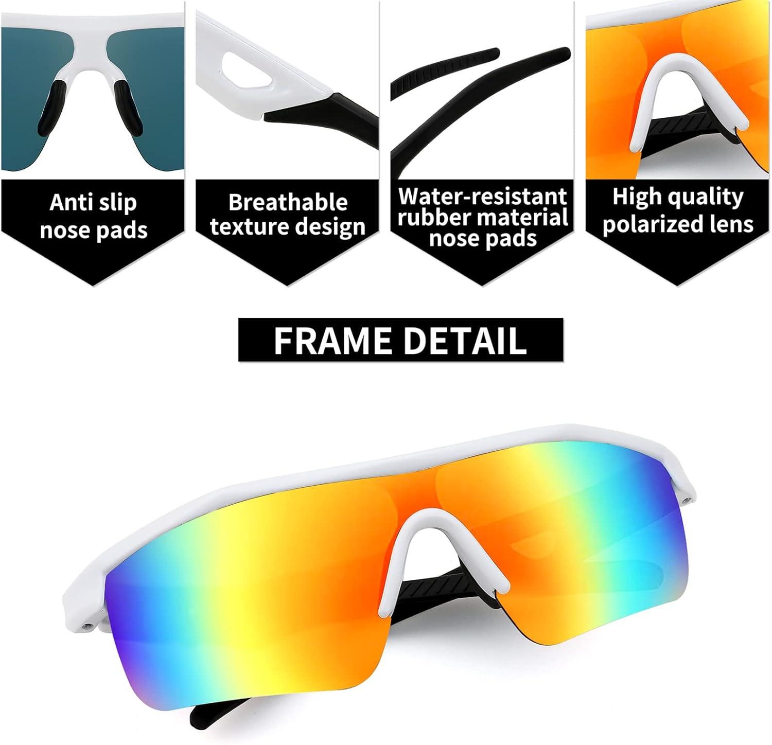image:imageFEISEDY Kids Teens Baseball Polarized Sunglasses Sports TR90 Frame Boys Girls Cycling B24543pack Black Redwhite Redspot White Blue