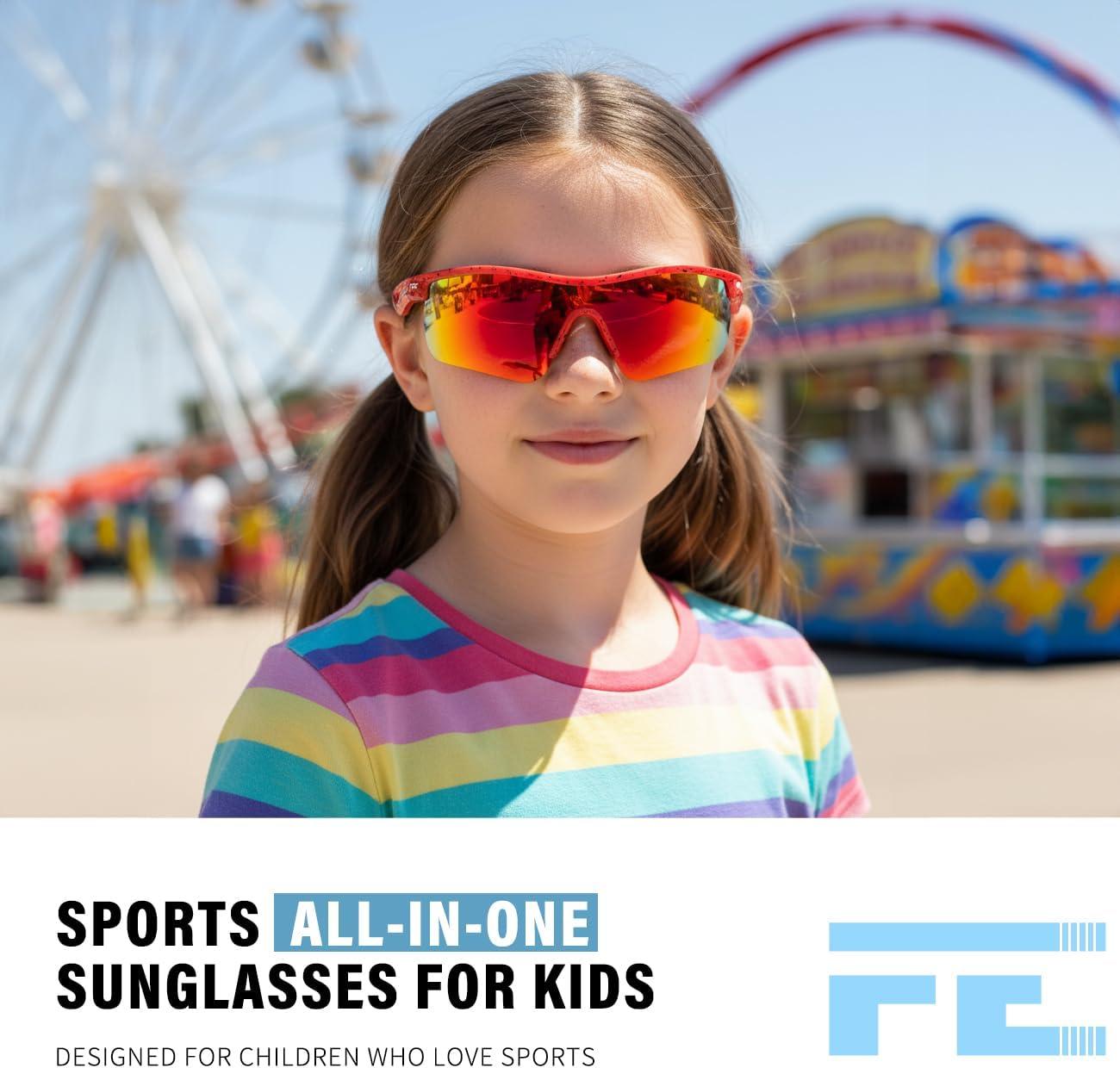image:imageFEISEDY Kids Teens Baseball Polarized Sunglasses Sports TR90 Frame Boys Girls Cycling B24543pack Transparent Blue Bluespot Redspot White Blue