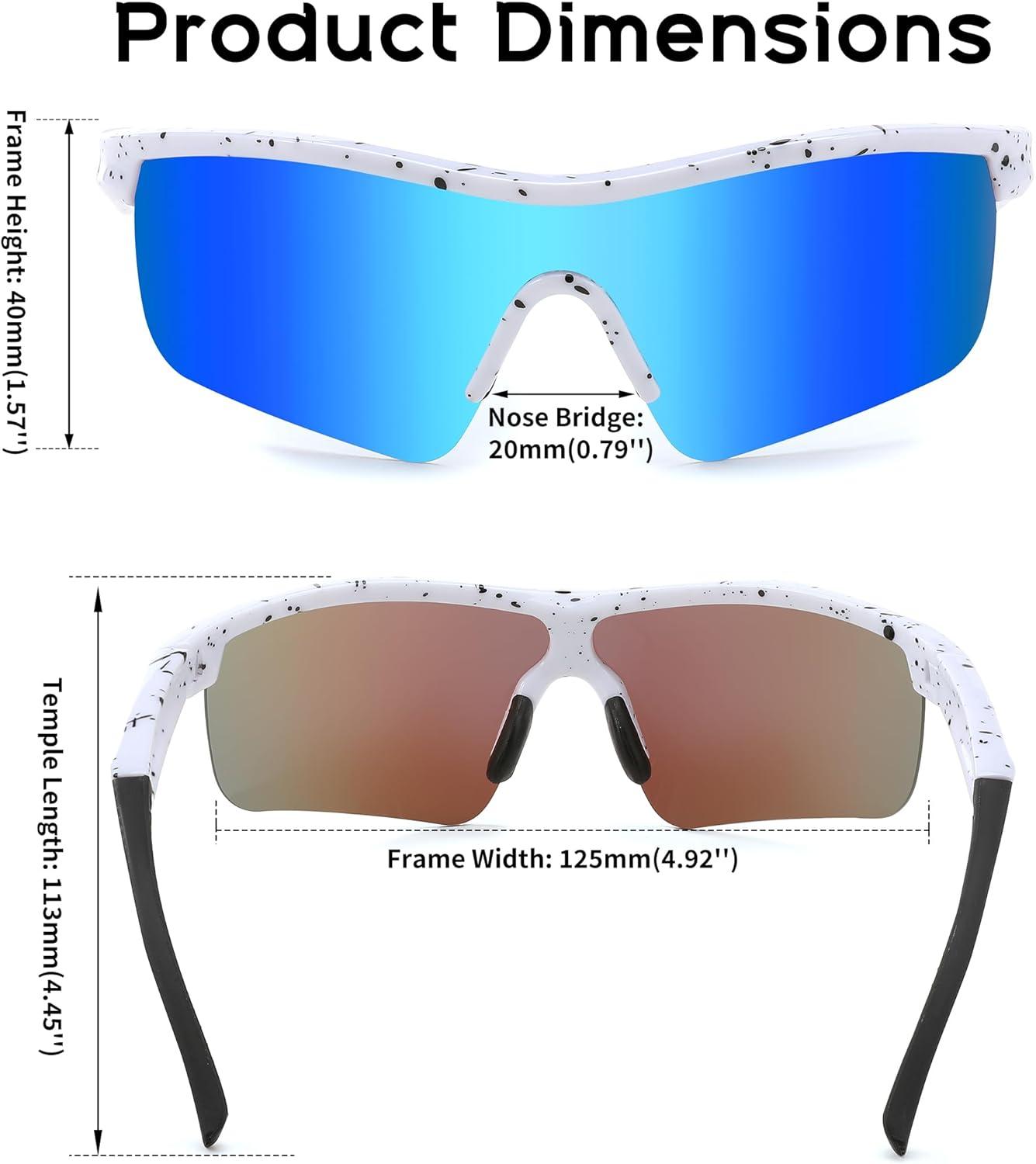 image:imageFEISEDY Kids Teens Baseball Polarized Sunglasses Sports TR90 Frame Boys Girls Cycling B24543pack Transparent Blue Bluespot Redspot White Blue