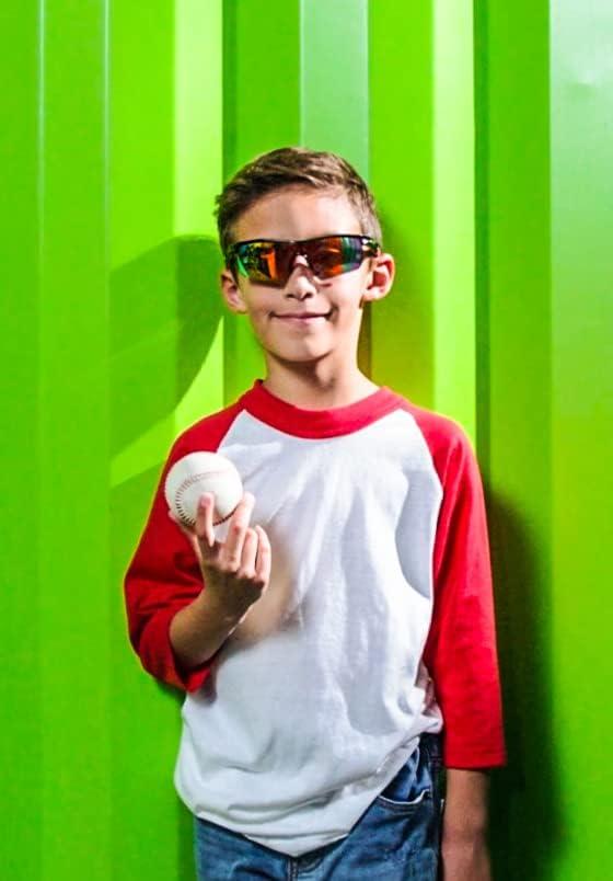 image:imageFEISEDY Kids Teens Baseball Polarized Sunglasses Sports TR90 Frame Boys Girls Cycling B2454Blackred
