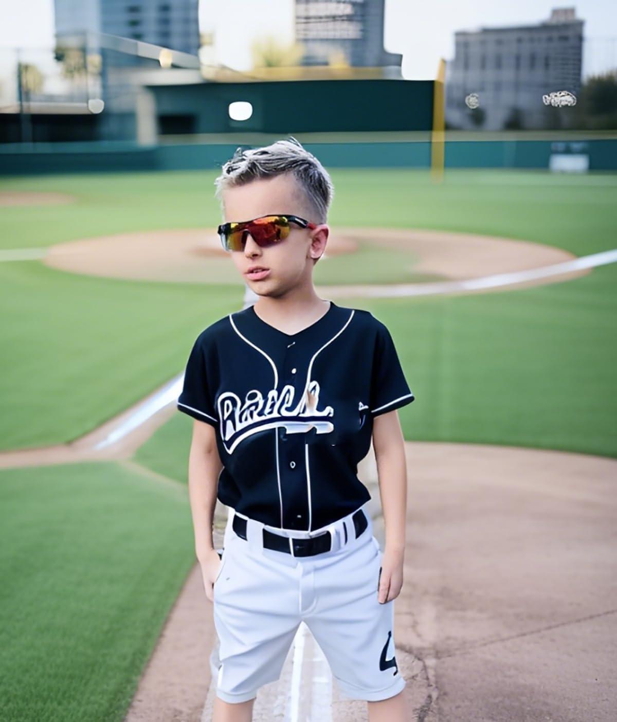 image:imageFEISEDY Kids Teens Baseball Polarized Sunglasses Sports TR90 Frame Boys Girls Cycling B2454Blackred