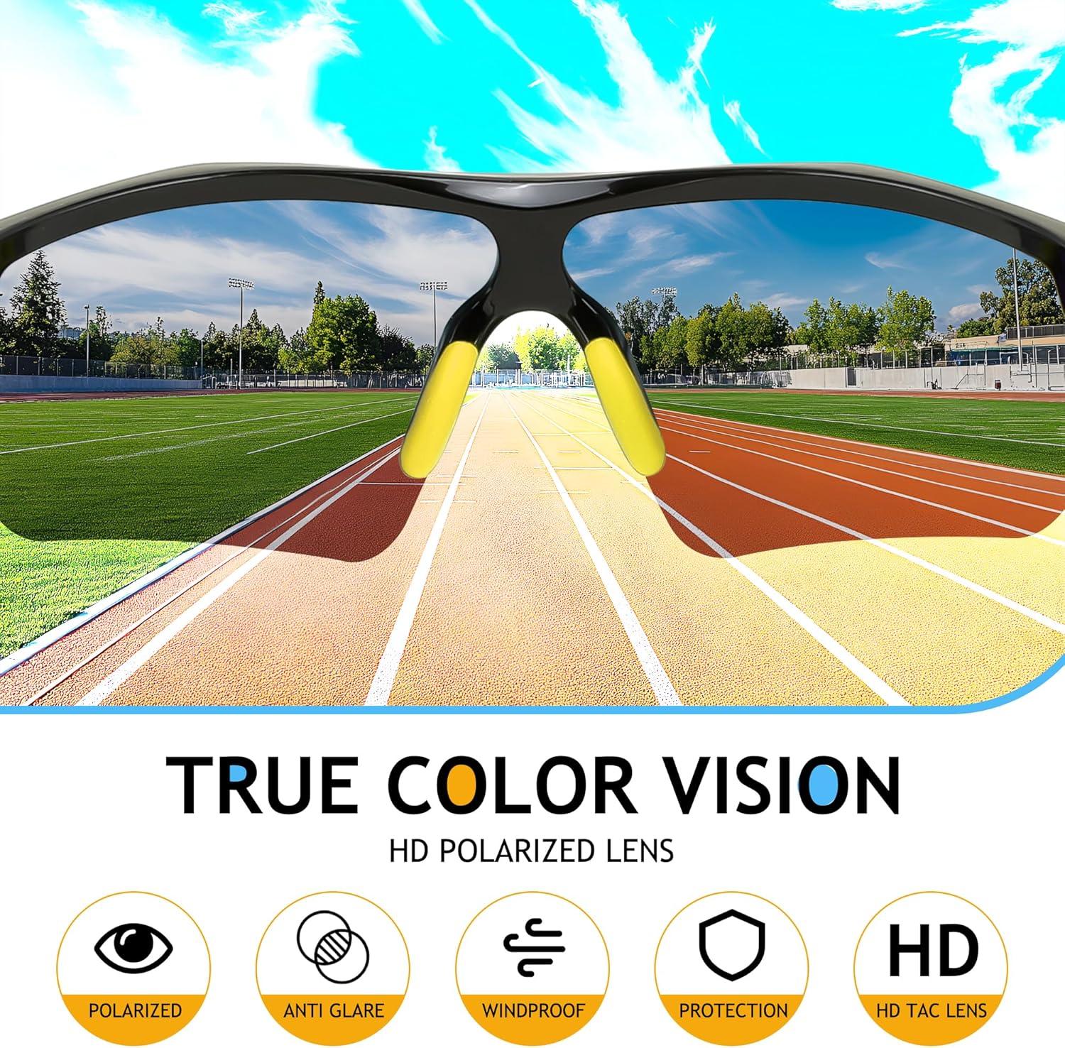 image:imageFEISEDY Kids Teens Baseball Polarized Sunglasses Sports TR90 Frame Boys Girls Cycling B2454Blackyellow