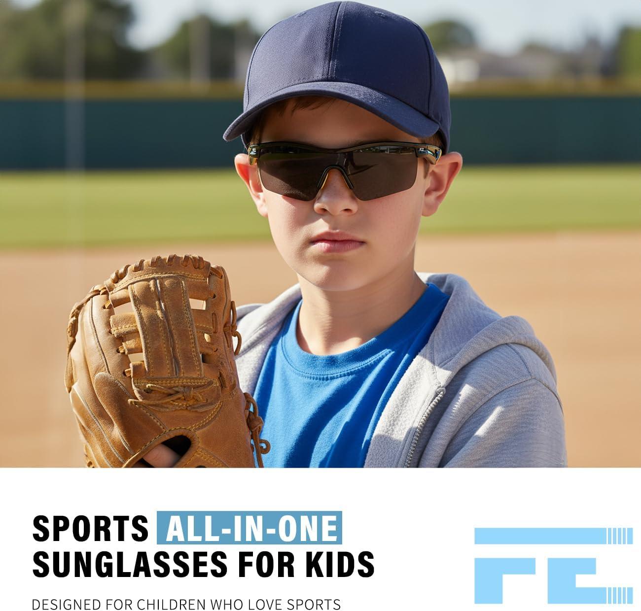 image:imageFEISEDY Kids Teens Baseball Polarized Sunglasses Sports TR90 Frame Boys Girls Cycling B2454Blackyellow