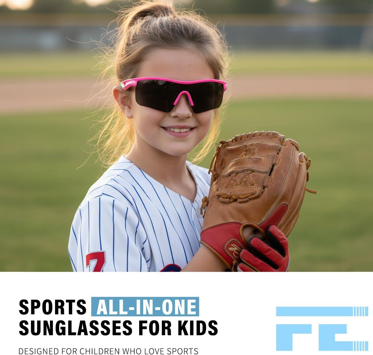 image:imageFEISEDY Kids Teens Baseball Polarized Sunglasses Sports TR90 Frame Boys Girls Cycling B2454Pink