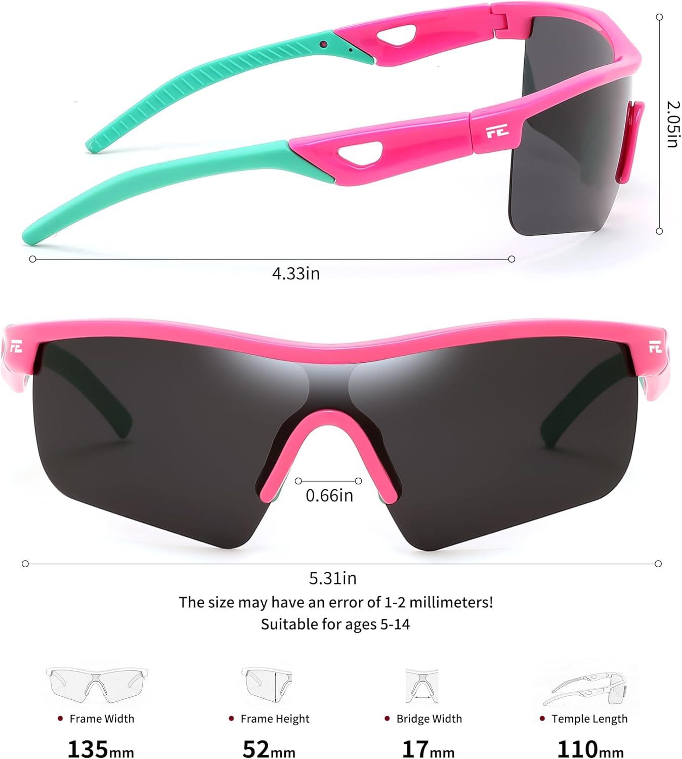 image:imageFEISEDY Kids Teens Baseball Polarized Sunglasses Sports TR90 Frame Boys Girls Cycling B2454Pink