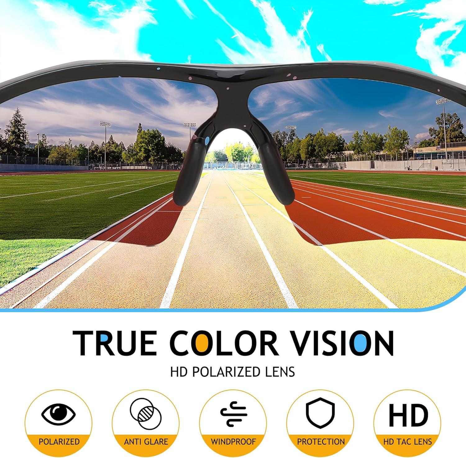image:imageFEISEDY Kids Teens Baseball Polarized Sunglasses Sports TR90 Frame Boys Girls Cycling B2454Spot Blackblue