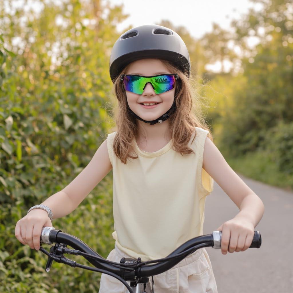 image:imageFEISEDY Kids Teens Baseball Polarized Sunglasses Sports TR90 Frame Boys Girls Cycling B2454Spot Blackgreen