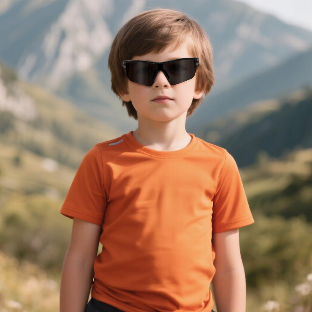 image:imageFEISEDY Kids Teens Baseball Polarized Sunglasses Sports TR90 Frame Boys Girls Cycling B2454Spot Blackgrey