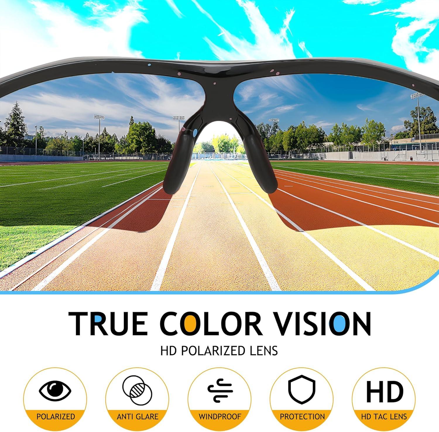 image:imageFEISEDY Kids Teens Baseball Polarized Sunglasses Sports TR90 Frame Boys Girls Cycling B2454Spot Blackgrey