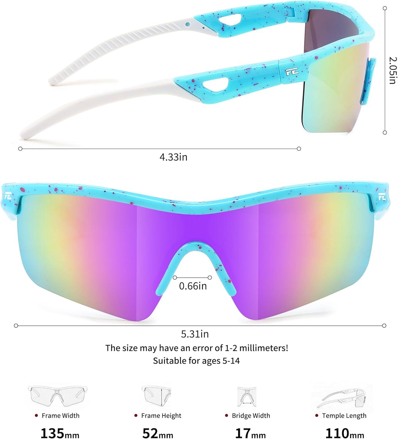 image:imageFEISEDY Kids Teens Baseball Polarized Sunglasses Sports TR90 Frame Boys Girls Cycling B2454Spot Bluepurple