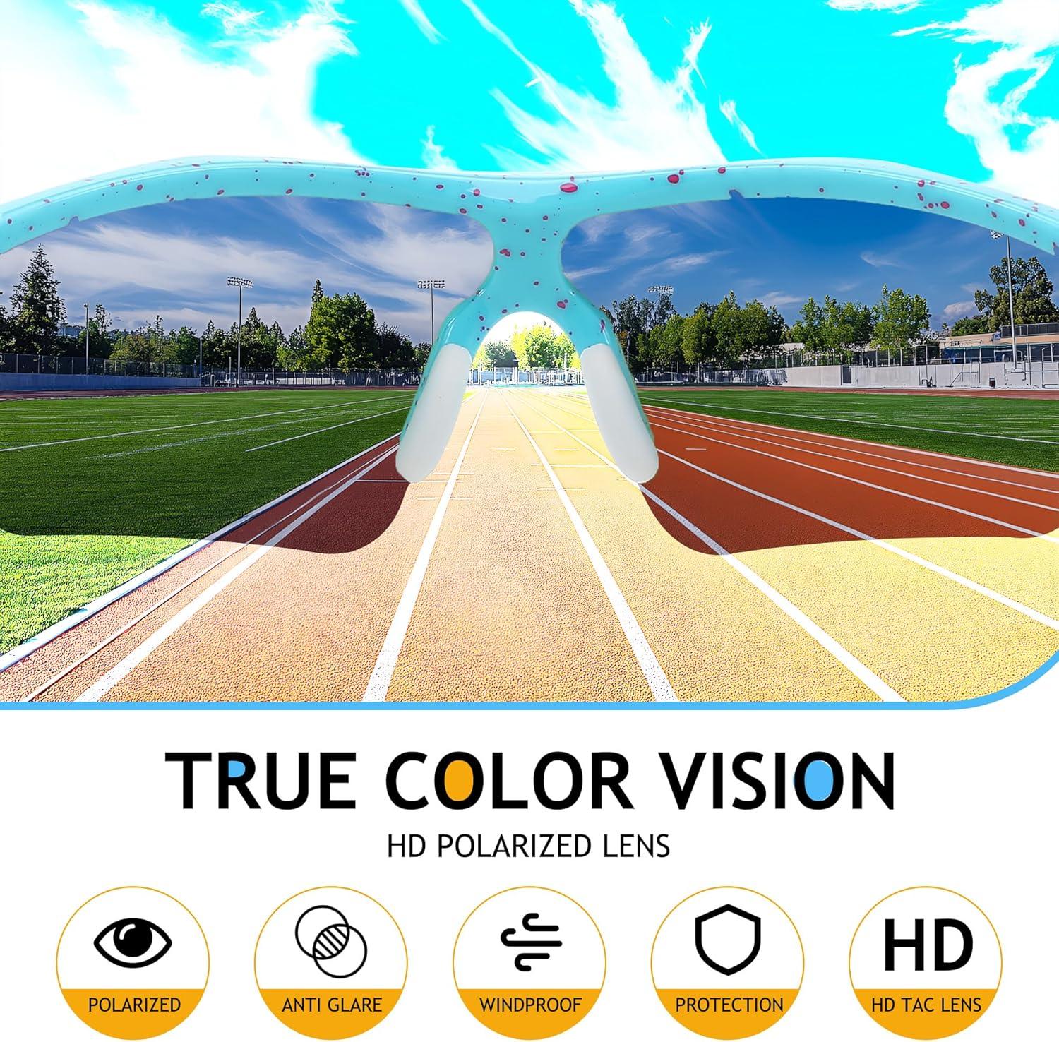 image:imageFEISEDY Kids Teens Baseball Polarized Sunglasses Sports TR90 Frame Boys Girls Cycling B2454Spot Bluepurple