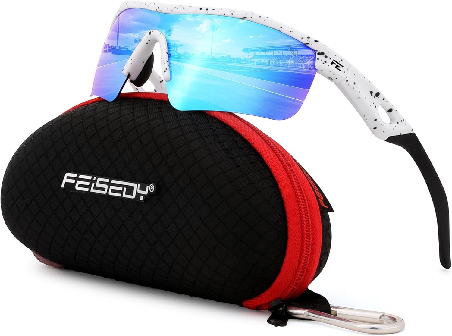 image:imageFEISEDY Kids Teens Baseball Polarized Sunglasses Sports TR90 Frame Boys Girls Cycling B2454Spot Whiteblue