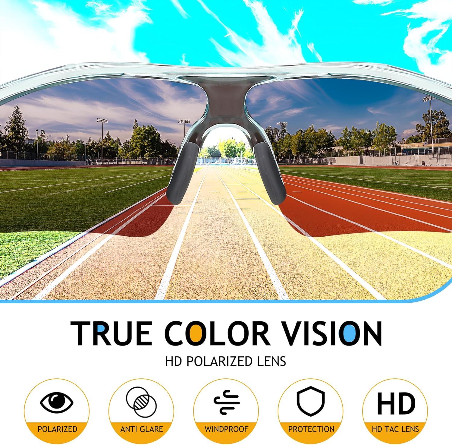 image:imageFEISEDY Kids Teens Baseball Polarized Sunglasses Sports TR90 Frame Boys Girls Cycling B2454Transparent Blueblue