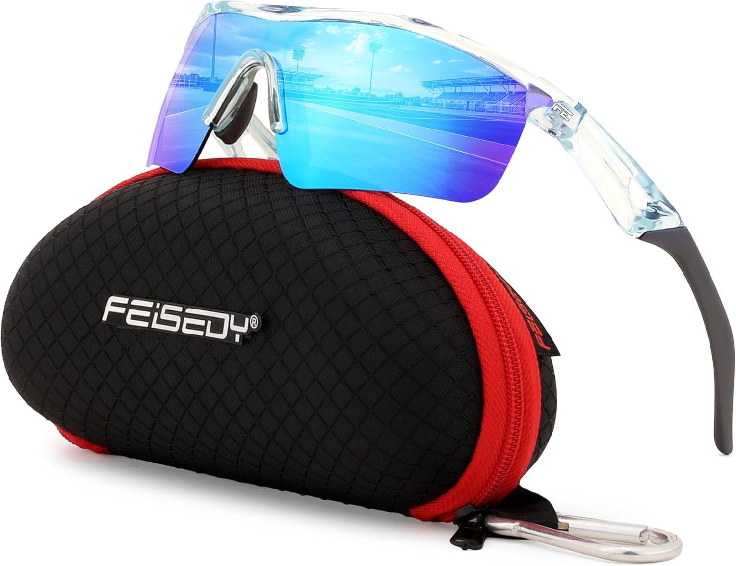 image:imageFEISEDY Kids Teens Baseball Polarized Sunglasses Sports TR90 Frame Boys Girls Cycling B2454Transparent Blueblue