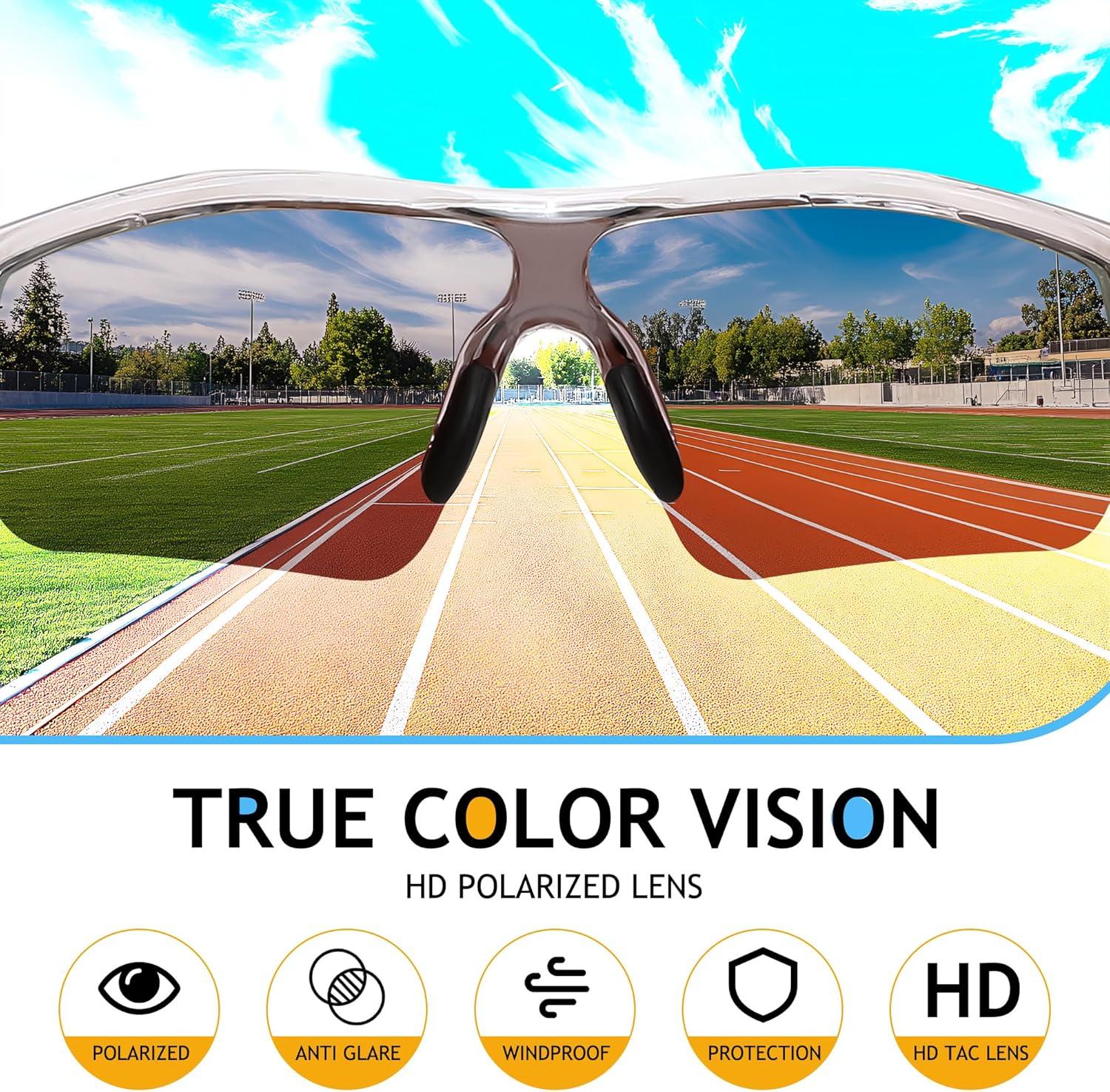 image:imageFEISEDY Kids Teens Baseball Polarized Sunglasses Sports TR90 Frame Boys Girls Cycling B2454Transparent Grayblue