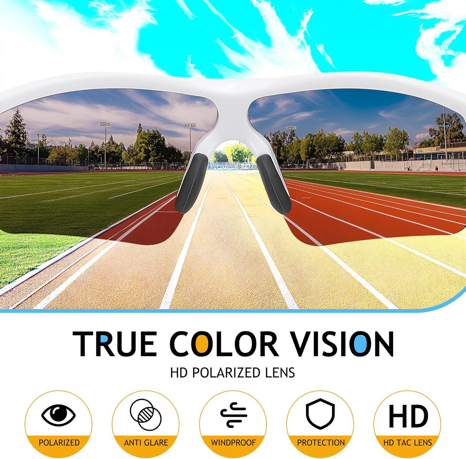 image:imageFEISEDY Kids Teens Baseball Polarized Sunglasses Sports TR90 Frame Boys Girls Cycling B2454Whiteblue