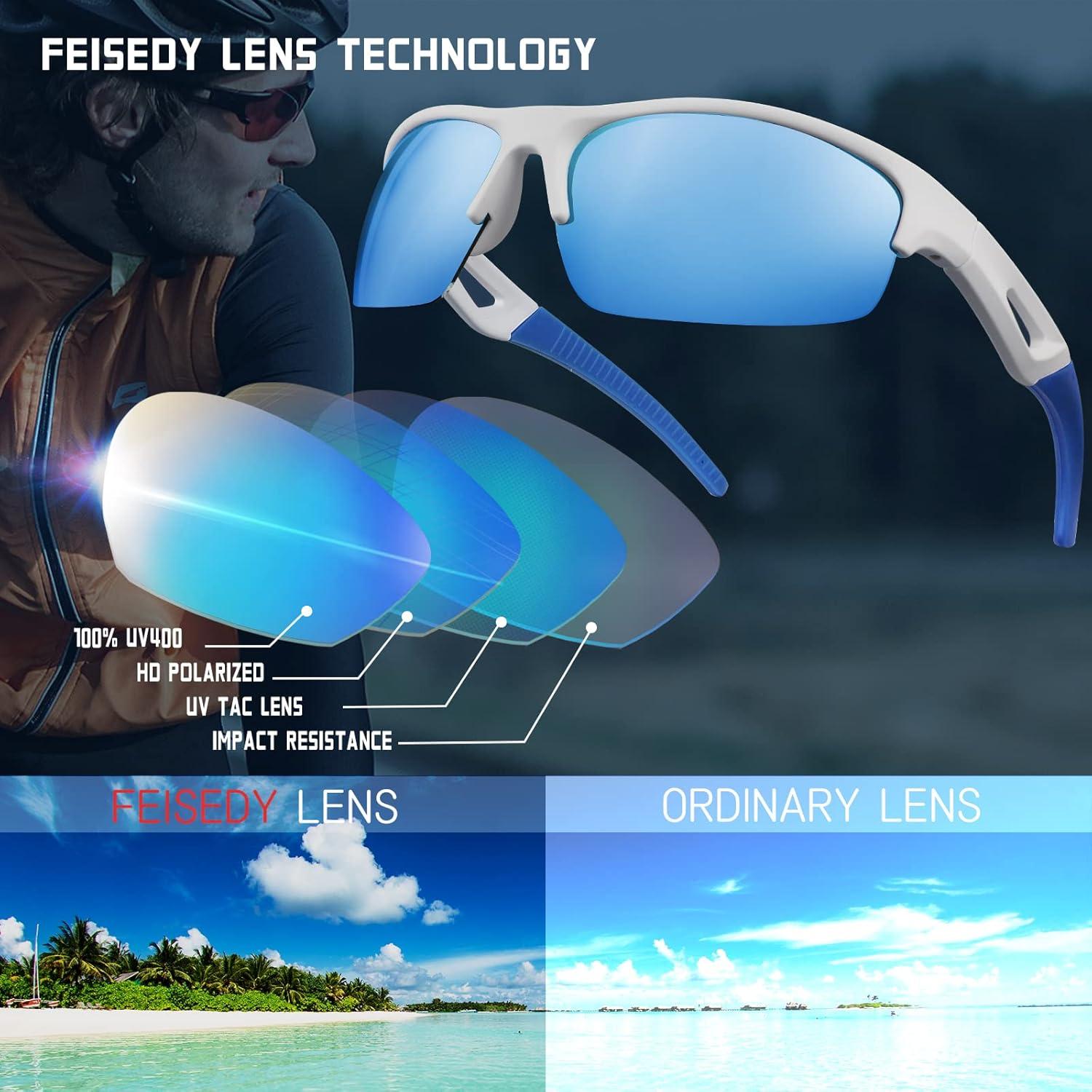 image:imageFEISEDY Polarized Sports Sunglasses Driving Cycling Shades For Men Women Baseball Running UV Protection Sunglasses B2878Blue Mirrored